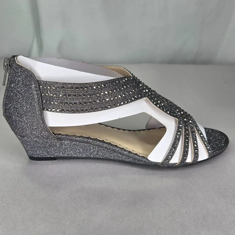 NWT Charter Club Women's Ginifur Wedge Sandals - Pewter - Picture 3 of 7